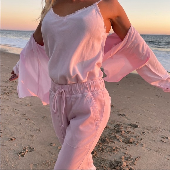 NWT Pocket Cargo Joggers Rose Petal Pink Small $168 sold out color @ Bella Dahl - Picture 2 of 15